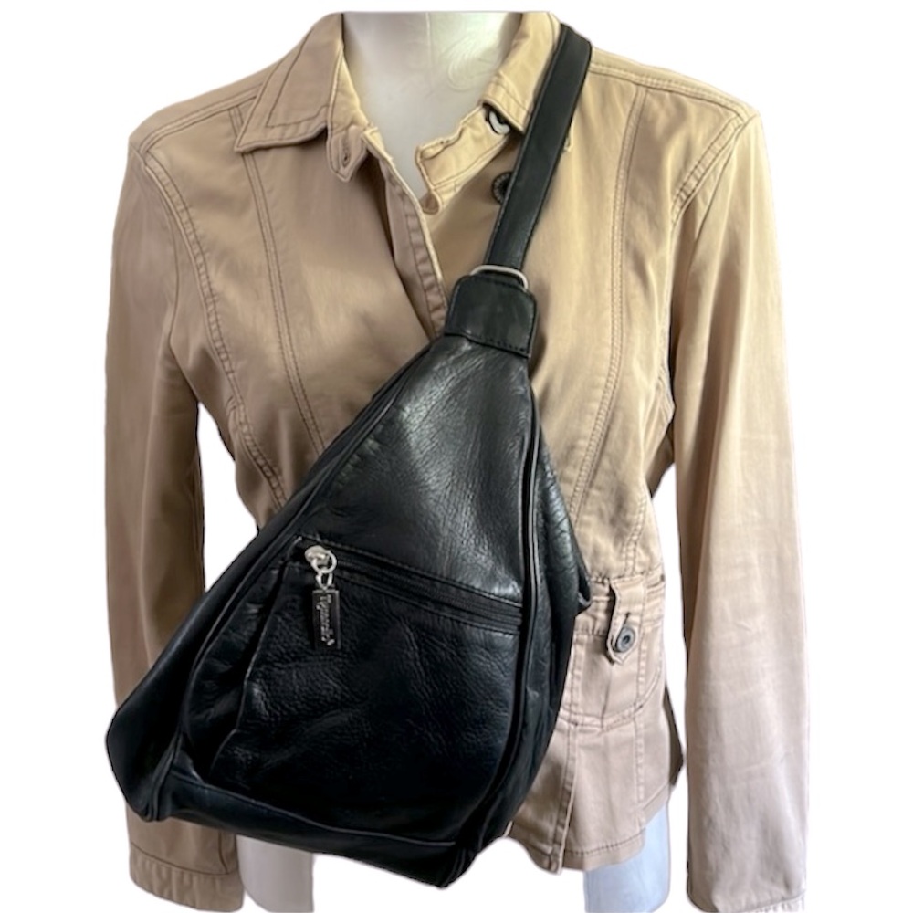 Black Leather Sling Bag